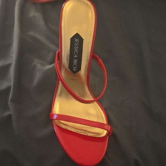 Jessica Rich Vibrant Red Strappy Heels - Picture 3 of 9